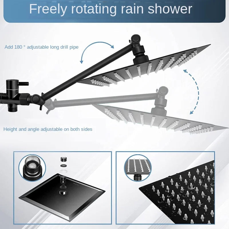 Stainless Steel Pressurized Shower Head - 3 Spray Modes