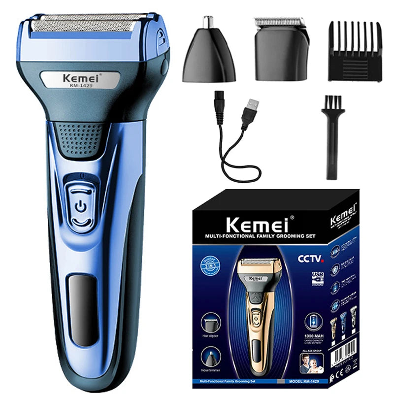 Kemei 3-in-1 Electric Shaver & Trimmer for Men KM-1429