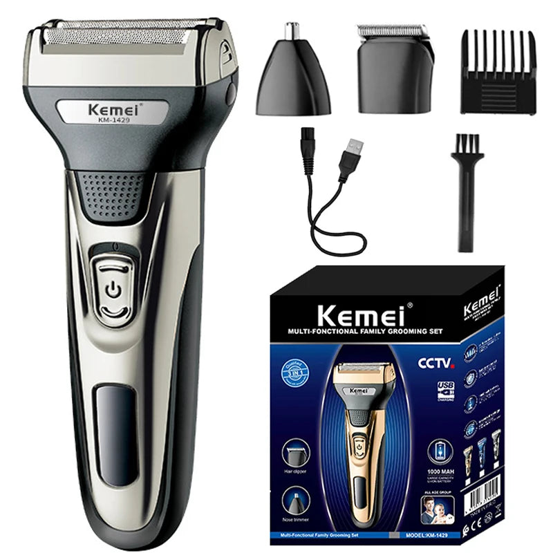 Kemei 3-in-1 Electric Shaver & Trimmer for Men KM-1429