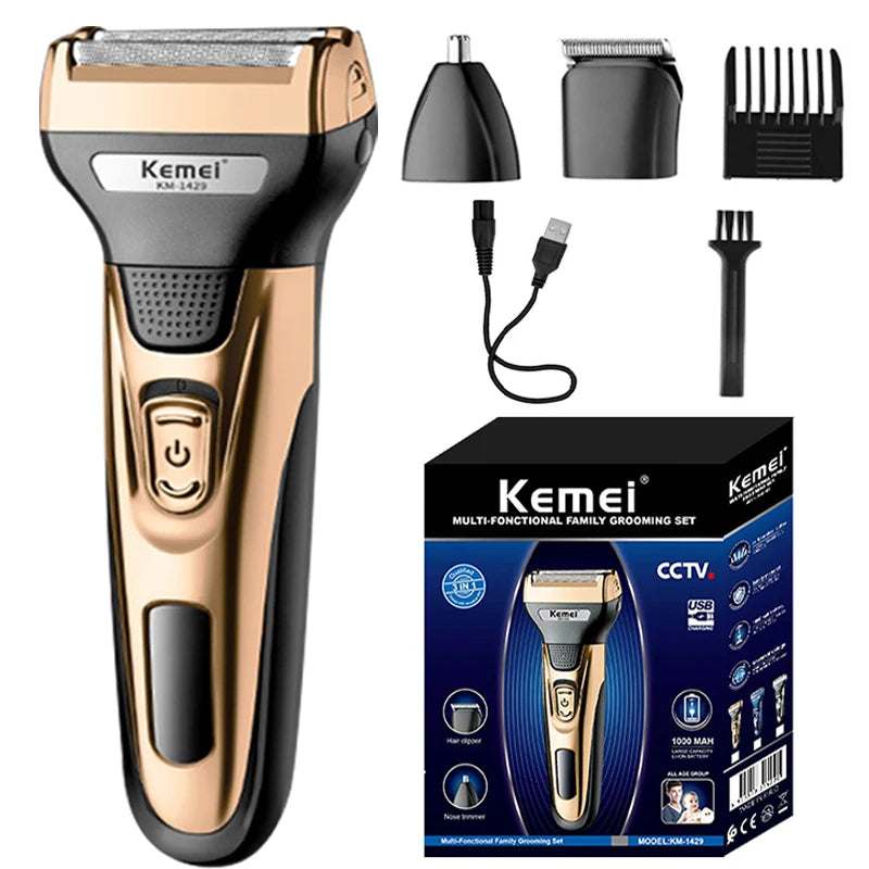 Kemei 3-in-1 Electric Shaver & Trimmer for Men KM-1429