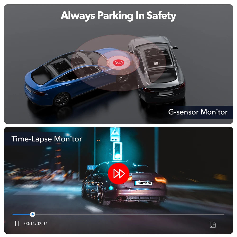 WiFi GPS Dash Cam 4K REDTIGER F9: Night Vision & Parking Mode