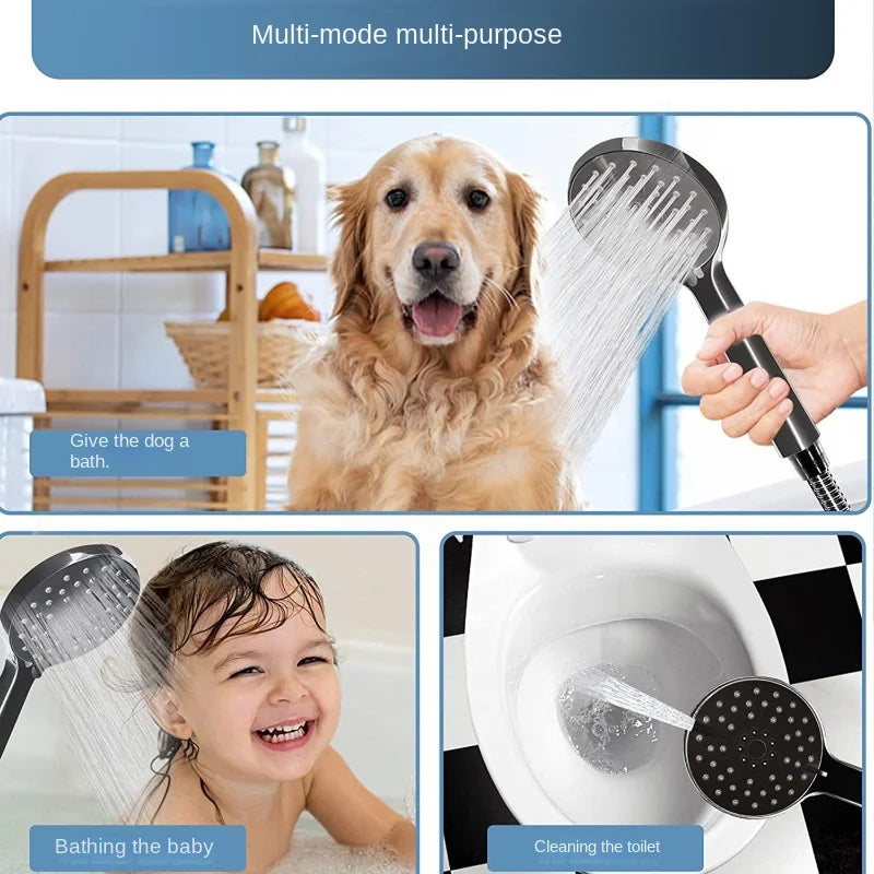 Stainless Steel Pressurized Shower Head - 3 Spray Modes