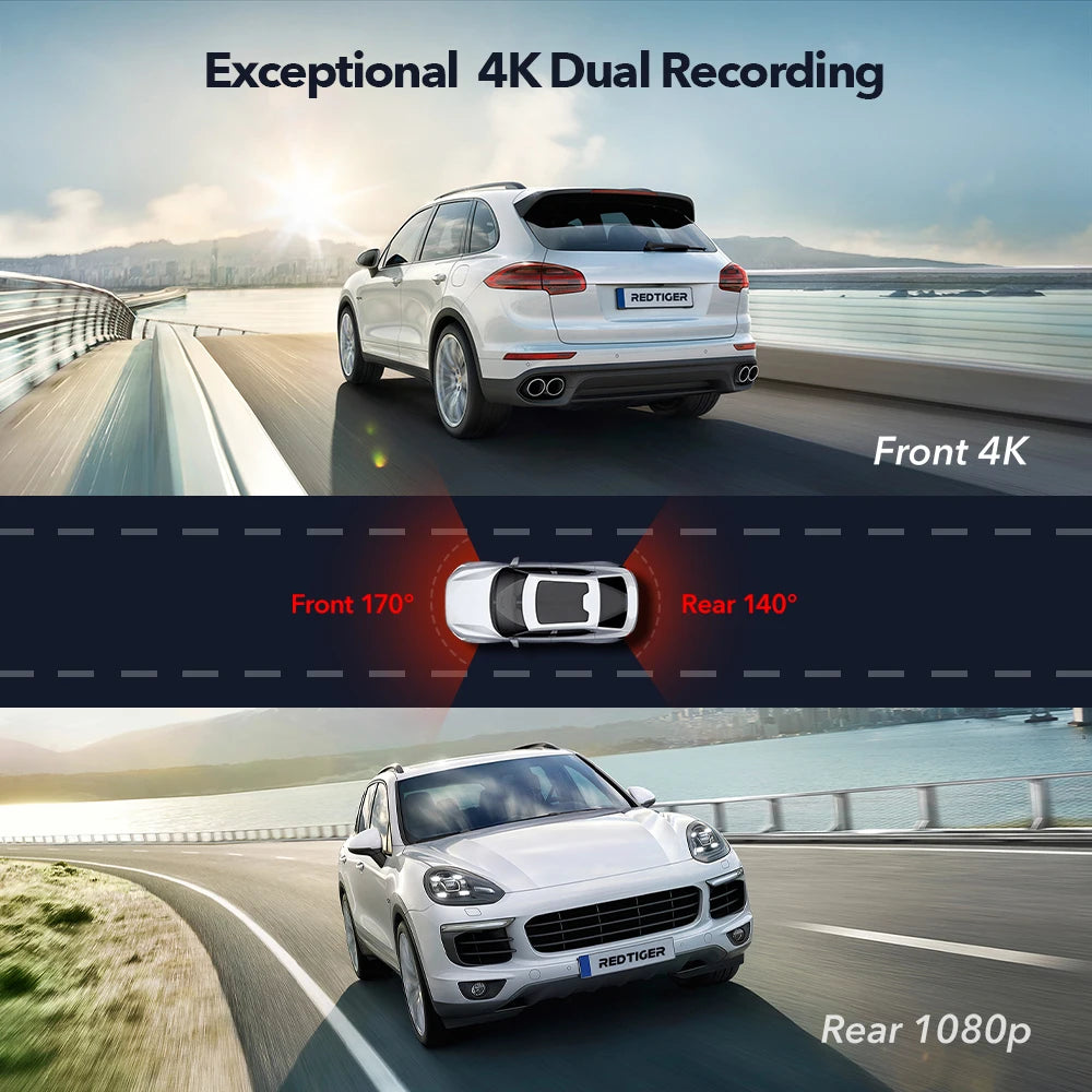 WiFi GPS Dash Cam 4K REDTIGER F9: Night Vision & Parking Mode